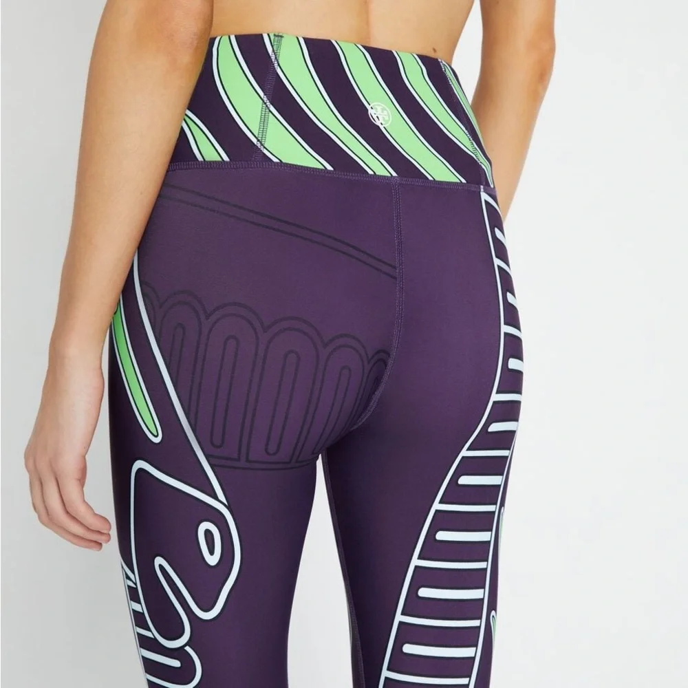 Tory Burch Weightless Printed 7/8 Legging Zebra High Waist Purple Green size XS
